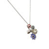 necklace pendant in matte silver plating with flowers and crystal gems from Forest Jewelry singapore