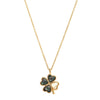 necklace pendant in yellow gold plating with 4 four leaf clover made with grey and white mother of pearl from forest jewelry singapore