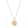 necklace pendant in rose gold plating with 4 four leaf clover made with white mother of pearl from forest jewelry singapore