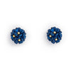 a pair of dainty yellow gold plated flower bouquet earrings in navy blue from forest jewelry singapore
