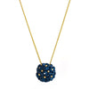 dainty necklace pendant in yellow gold plating with flower bouquet in navy blue from forest jewelry singapore