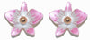 a pair of petite blush pink dendrobium orchid stud earrings in rose gold plating from forest jewelry singapore