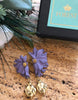 flora flower earrings in violet purple with gold plated baroque nuggets from forest jewelry with box