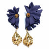 flora flower earrings in violet purple with gold plated baroque nuggets from forest jewelry