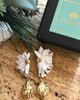 flora flower earrings in daisy white with gold plated baroque nuggets from forest jewelry with box