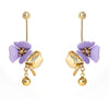 a pair of dangling gold plated flora flower earrings in lavender form forest jewelry singapore