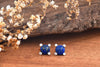 Shiny Silver Lapis semi-precious gemstone earrings. Nickel Free, hypoallergenic studs by Forest Jewelry Singapore.