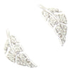 leaf stud earrings with crystals in rhodium plating from forest jewelry