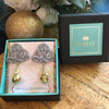weavee earrings in snow dusty blue with gold plated baroque nuggets from forest jewelry in box