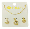 Gold jewelry set with pendants on a 'FOREST' branded card