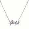 Silver necklace with birds and branch pendant on a white background