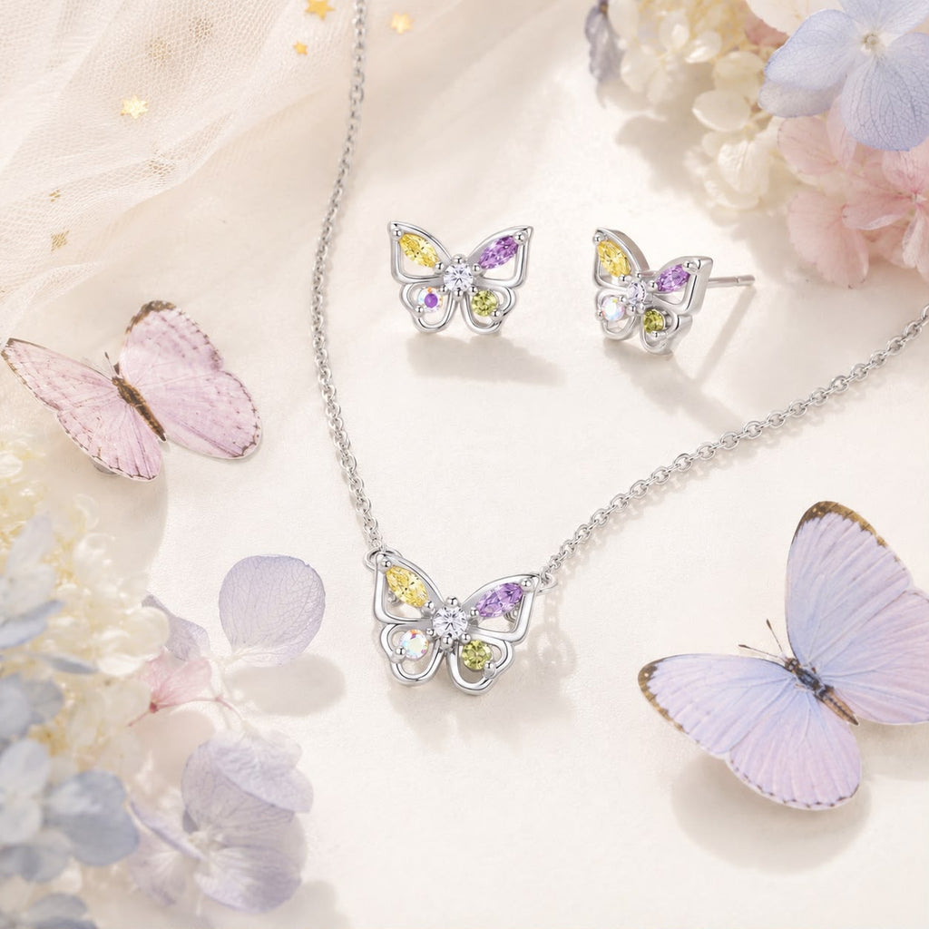 Butterfly Necklace & Earrings Set (RPER-F380-Butterfly Set)