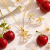 Yellow Gold Plated Cherry Necklace and Earring Set YGPYGE-F247-CZ-SET