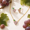 Yellow Gold Plated Grape Necklace and Earring Set YGPYGE-F246-CZ-SET