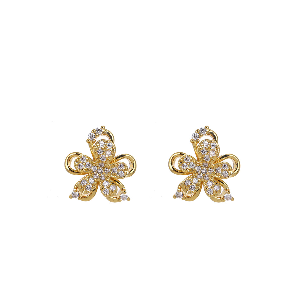 Floral Stud Earrings RE-F188-Crystal, YGE-F188A-Crystal