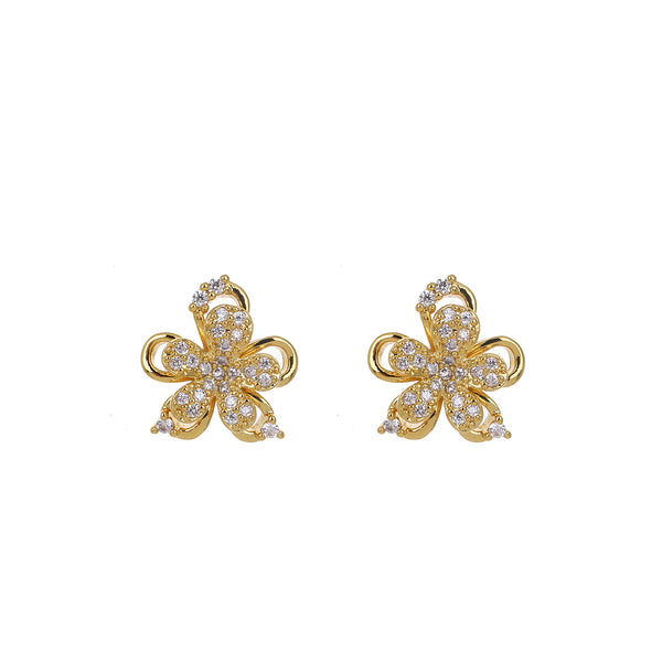 Floral Stud Earrings RE-F188-Crystal, YGE-F188A-Crystal