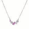 Necklace with pink crystals and shell on a white background