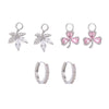 Floral Spark Huggie Hoop Earrings with Interchangeable Charms RE-MULTI-F18M-CZ