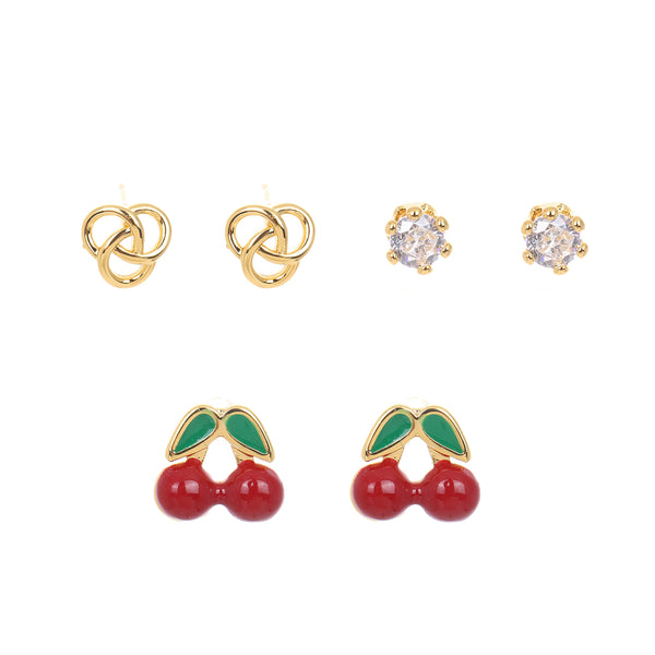 Cherry Bloom Trio Earring Set YGE-Multi-F10M-CZ