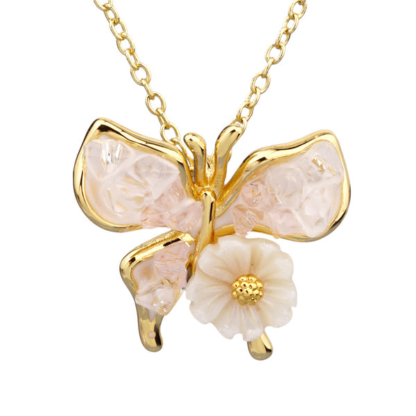 Pink Blossom Butterfly Pendant YGP-F293