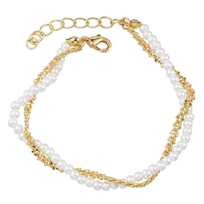 Pearl-Inspired Beads with Gold Necklace & Bracelet (Sold Separately) YGNK-F476, YGBR-F477