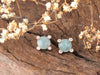 Rose Gold Amazonite semi-precious gemstone earrings. Nickel Free, hypoallergenic studs by Forest Jewelry Singapore.