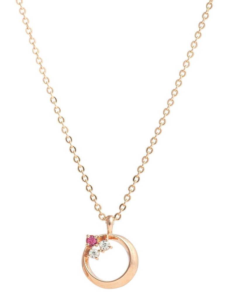Necklace pendant in rose gold plating with rose crystals made with swarovski elements from Forest Jewelry singapore