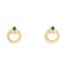 a pair of round yellow gold plated earrings with emerald crystals made from swaroviski elements from Forest Jewelry singapore