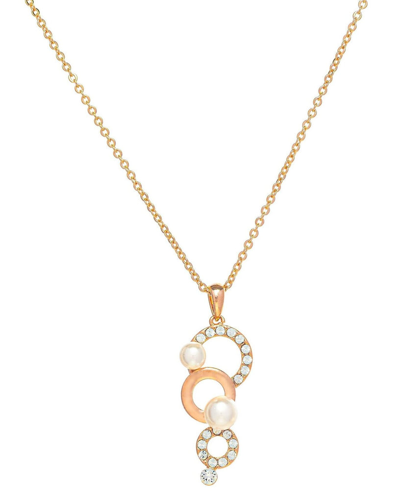 necklace pendant in rose gold plating with crystals and pearls made with swarovski elements from forest jewelry singapore