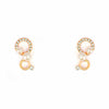 a pair of round rose gold plated earrings with crystals and pearls made with swarovski elements from forest jewelry singapore
