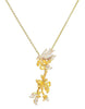 necklace pendant in yellow gold plating with canary bird and flower petals long from forest jewelry singapore