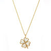 necklace pendant in yellow gold plating with 4 four leaf clover made with white mother of pearl from forest jewelry singapore