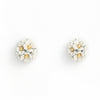 a pair of dainty yellow gold plated flower bouquet earrings in white daisy from forest jewelry singapore