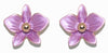 a pair of petite violet purple dendrobium orchid stud earrings in rose gold plating from forest jewelry singapore