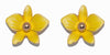 a pair of sunny yellow dendrobium orchid stud earrings in rose gold plating from forest jewelry singapore