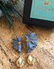 flora flower earrings in smoke grey with gold plated baroque nuggets from forest jewelry with box