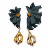 flora flower earrings in smoke grey with gold plated baroque nuggets from forest jewelry