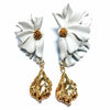 flora flower earrings in daisy white with gold plated baroque nuggets from forest jewelry