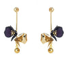 a pair of dangling gold plated flora flower earrings in crown royal metallic purple form forest jewelry singapore
