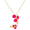 necklace pendant in yellow gold plating with fuchsia pink flower petals from Forest Jewelry singapore