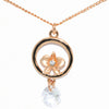 necklace pendant in rose gold plating with orchid flower and drop crystal from forest jewelry