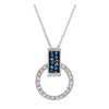 necklace pendant with capri blue crystals made with Swarovski elements on circle crystals in rhodium plating from forest jewelry singapore