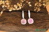 Shiny Silver Dangling Rose Quartz semi-precious gemstone earrings. Nickel Free, hypoallergenic studs by Forest Jewelry Singapore.