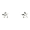 a pair of rosin rose floral stud earrings in rhodium plating from forest jewelry singapore