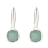 Shiny Silver Dangling Amazonite semi-precious gemstone earrings. Nickel Free, hypoallergenic studs by Forest Jewelry Singapore.