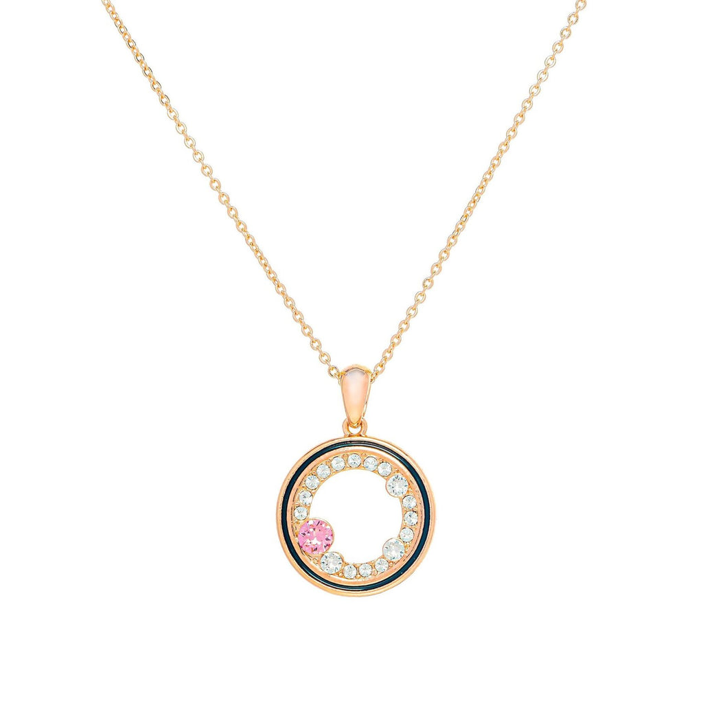 necklace pendant with Single Light Rose Crystal made with swarovski elements in Rose Gold Plating from forest jewelry singapore 