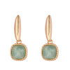 Yellow Gold Dangling Amazonite semi-precious gemstone earrings. Nickel Free, hypoallergenic studs by Forest Jewelry Singapore.