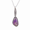 pendant in rhodium plating with crystals and amethyst semi precious gemstone from forest jewelry