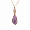pendant in rose gold plating with crystals and amethyst semi precious gemstone from forest jewelry