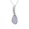pendant in rhodium plating with crystals and blue lace agate semi precious gemstone from forest jewelry